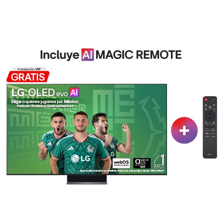 La vista frontal de la LG OLED evo AI C6, lanzada en 2026, presenta un bisel negro delgado, con un vívido y esculpido remolino de tonos arcoíris en capas que fluyen por la pantalla.